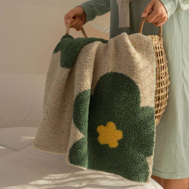 为发热而生丨酥软半边绒针织提花毯子 休闲沙发车内盖毯 毛毯