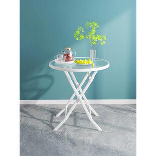 白色可折叠小圆桌可折叠户外餐桌家庭阳台休闲简单迷你咖啡桌