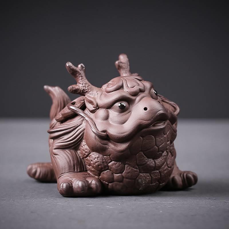 宜兴紫砂茶宠摆件茶道零配手工茶玩可养变色十二生肖金蟾茶具配件