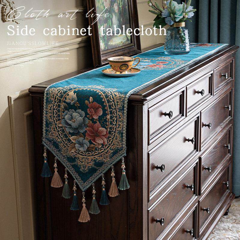 桌旗轻奢高端奢华欧式五斗柜边柜桌布长方形轻奢高级感电视柜盖布