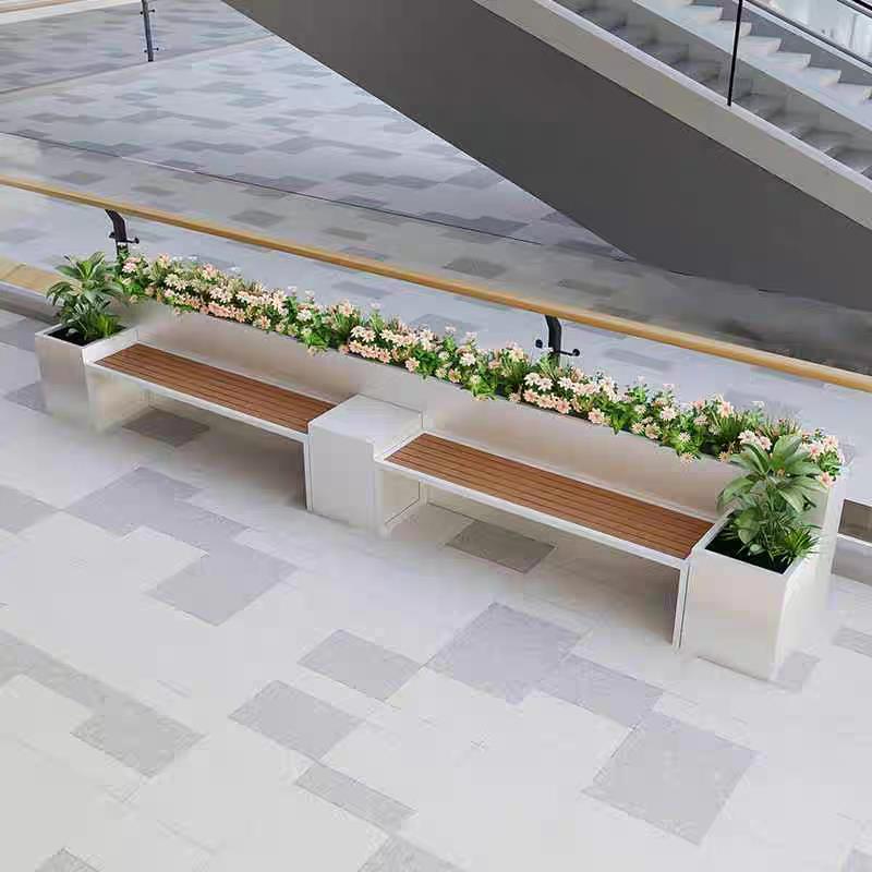 户外座椅座凳卡座铁艺花箱组合广场商业街休息凳景观花坛阳台室外