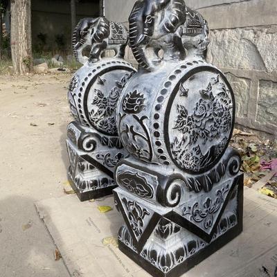 青石石雕门墩一对抱鼓石大象麒麟貔貅庭院家用门口狮子镇宅摆件