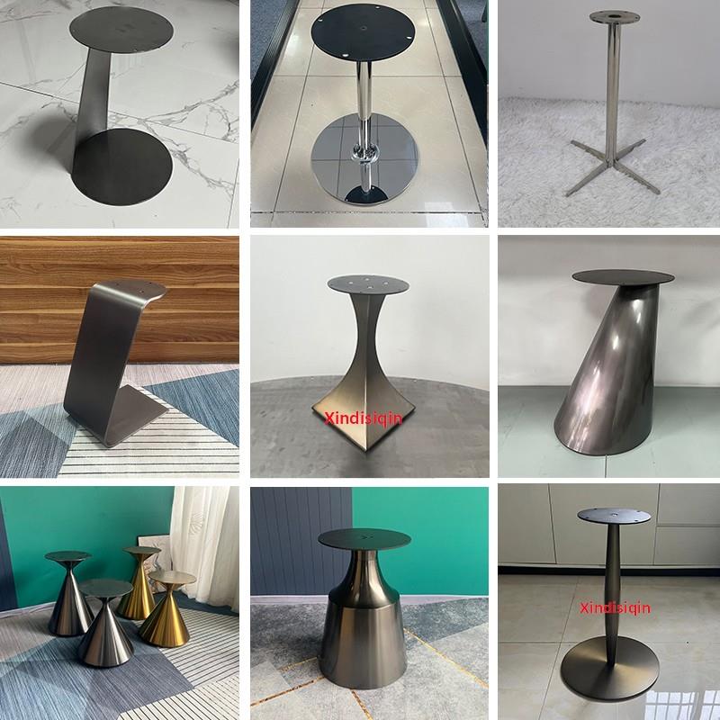 轻豪华不锈钢边桌角桌大理石简单桌腿石板小圆桌金属腿咖啡桌支架