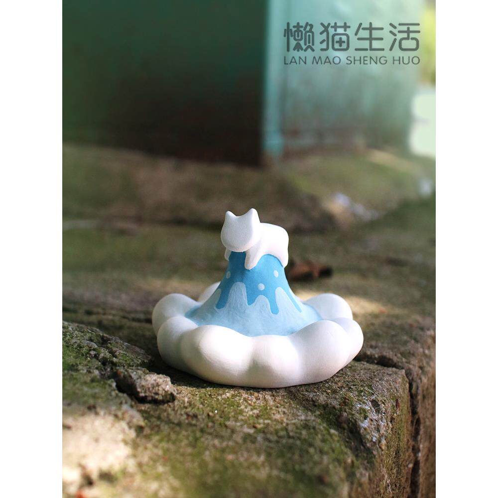 原创懒猫车载香薰摆件家居台摆扩香石可爱小猫女生车内装饰雪山香