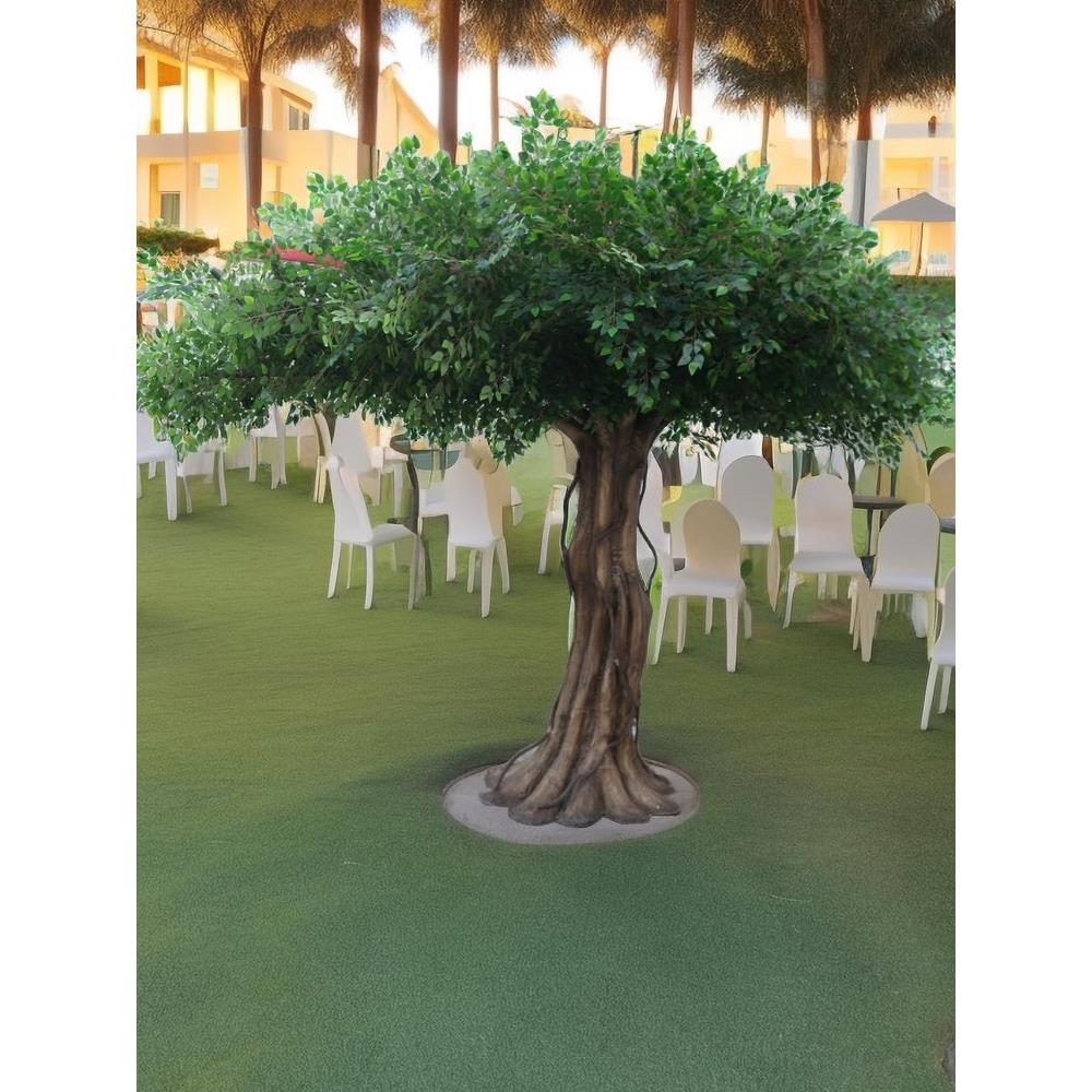 仿真榕树大型室内装饰假树定制实木包柱玻璃钢假榕树大厅装饰布景