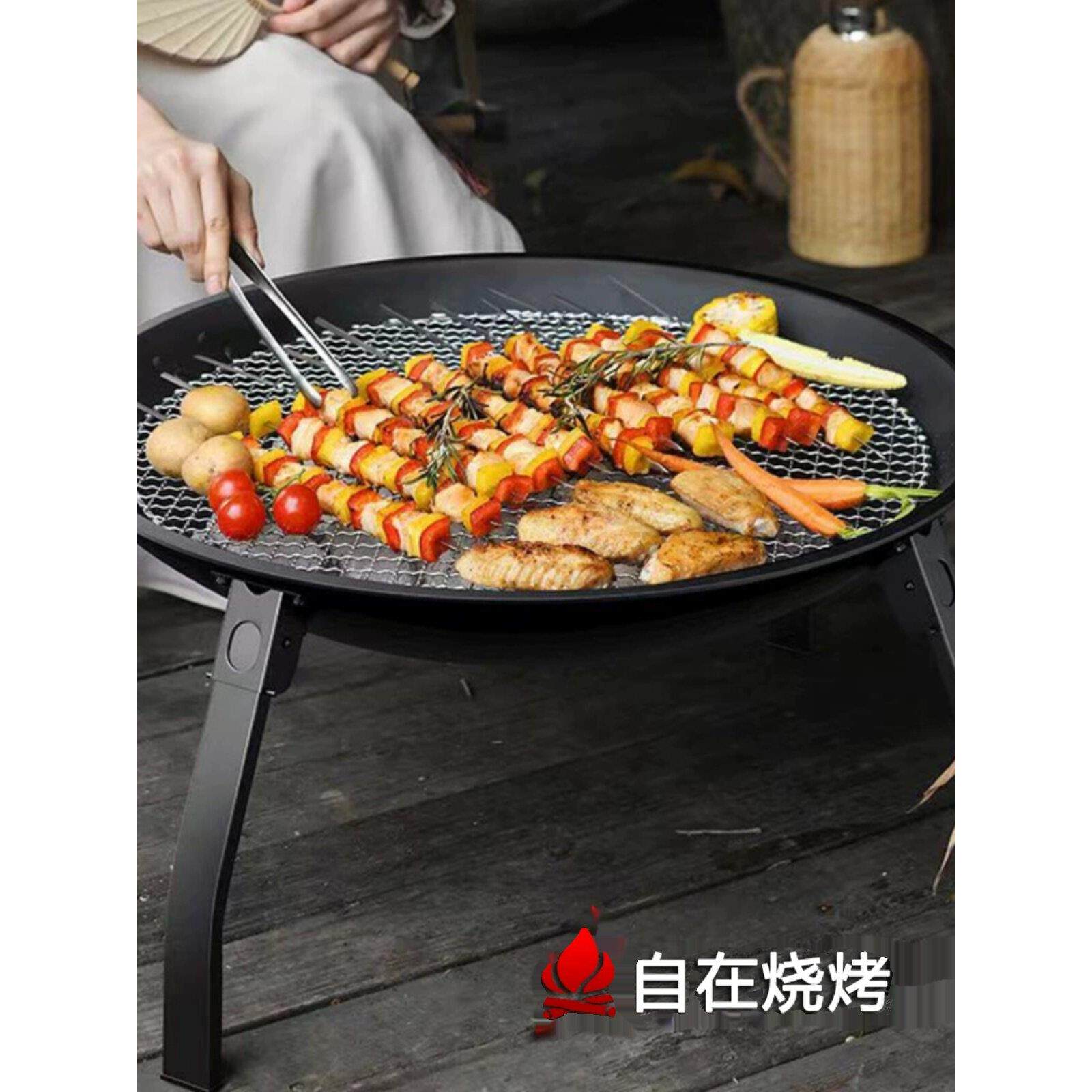 围炉煮茶烤火炉套装烧冬日家用室内烧烤碳烧烤桌子炭火取暖盆全套