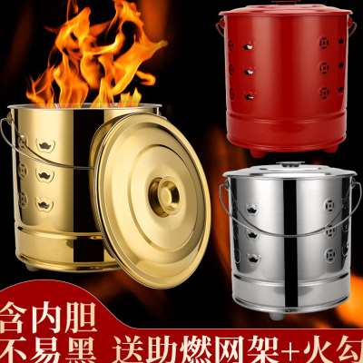 烧纸桶烧金桶不锈钢拜神烧钱纸钱筒烧香烧经化桶室内家用焚烧炉