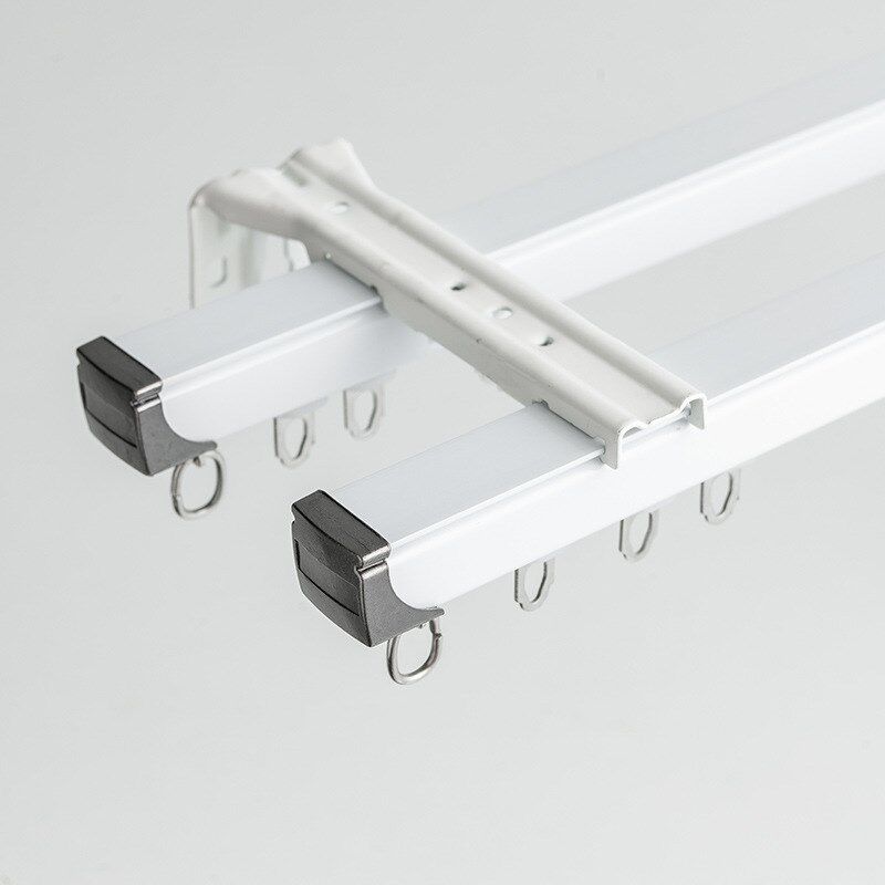 七代铝合金加厚窗帘单双轨道侧装B顶装静音直轨道滑轨窗纱杆导轨