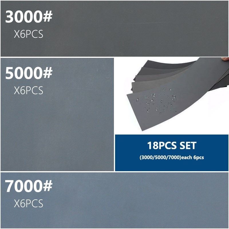 跨境新款  水砂纸18件套(3000, 5F000,7000,6pc)