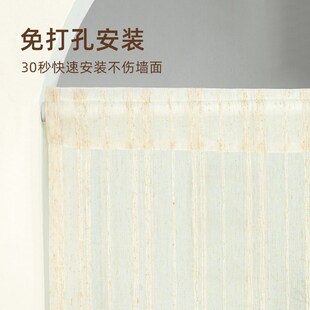 卫生间门帘免打i孔伸缩杆亚麻窗帘隔断帘厨房卧室门洞装饰源头工