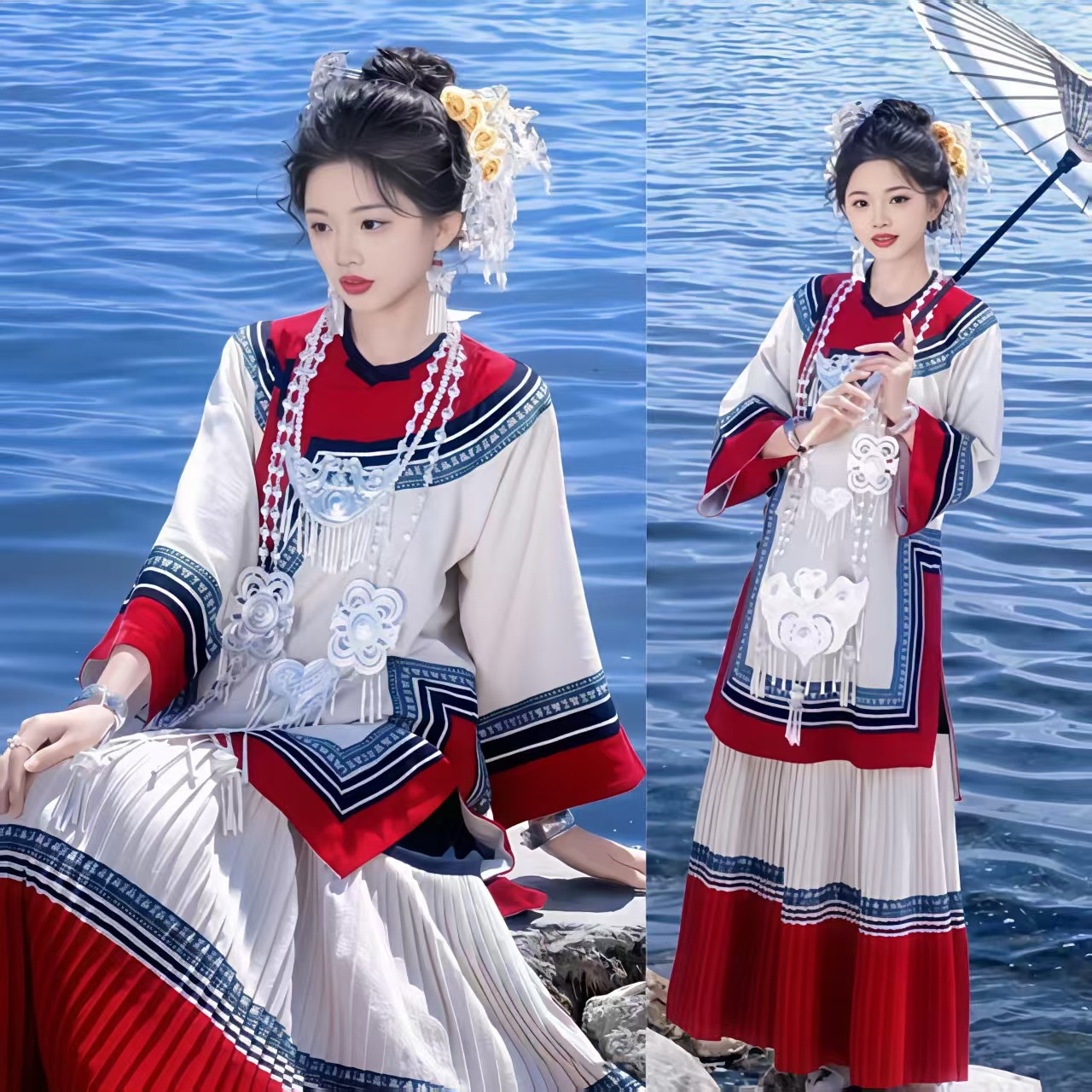 新款凉山彝族民族服装刺绣服饰少数民族特色服装云南旅拍写真套装