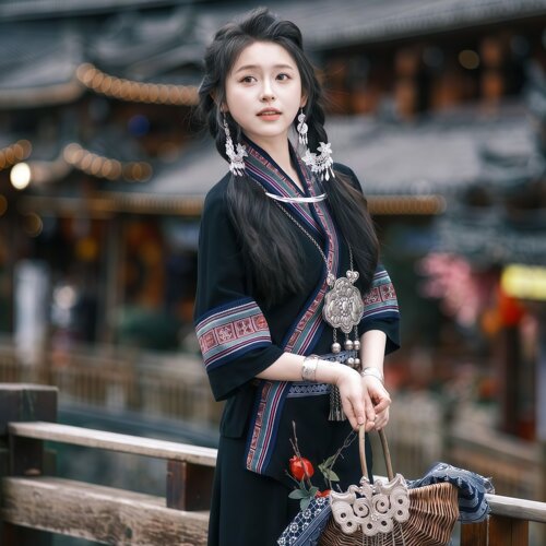秋季苗疆少女苗族刺绣表演服