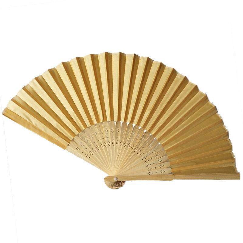 跨境款 夏季布扇清凉女士折扇中国风竹扇丝绸空白扇子可印刷雕刻