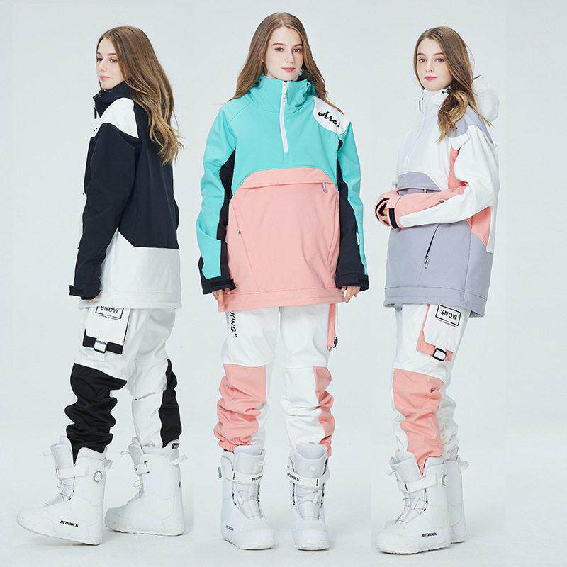 板滑雪服帽衫套装女款冬季防风防水保暖加厚双板滑雪套装