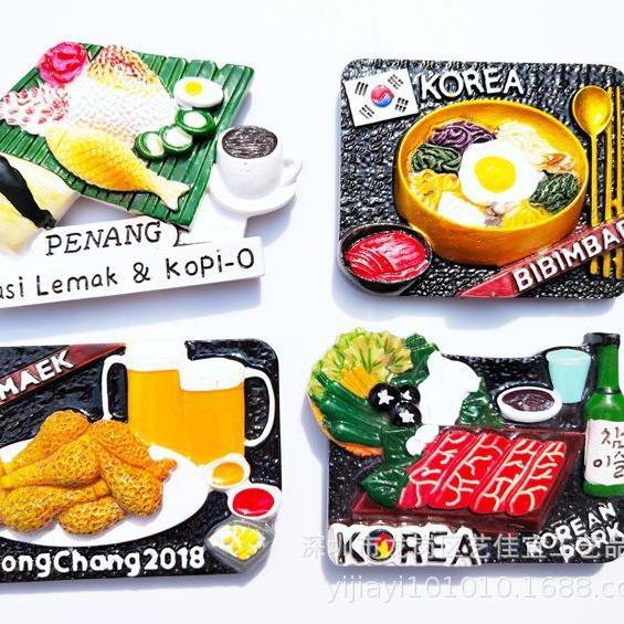 出口马来西亚韩国冰箱贴个性创意美食炸鸡烤肉冰箱贴