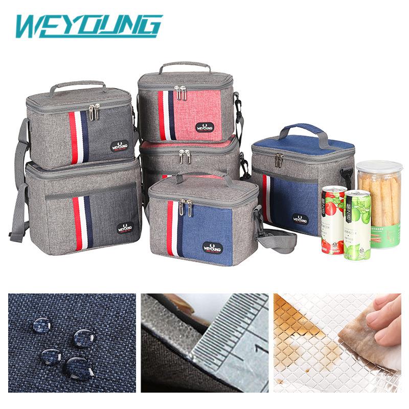 现货铝箔午餐包防水冰包手提饭盒袋加厚条纹便当包保温包跨境