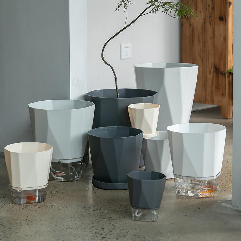 禾一懒人花盆自动吸水家用塑料轻奢高级水培绿萝多肉大号绿箩盆栽