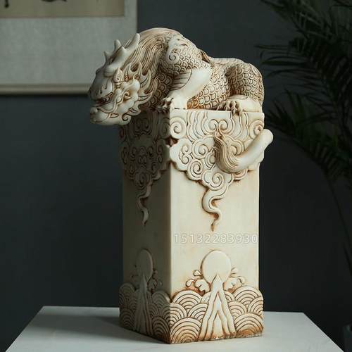 石雕汉白玉吸水兽石柱仿古青石做旧吸金兽茶室龙生九子吐流水摆件