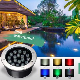 嵌入式地下灯户外防水灯水下游泳池景观聚光灯圆形12V24游泳池喷