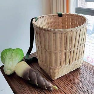 传统竹编竹篓背篼背箩背篮揹筐头层竹椭圆形竹抱婴袋可调节手工编