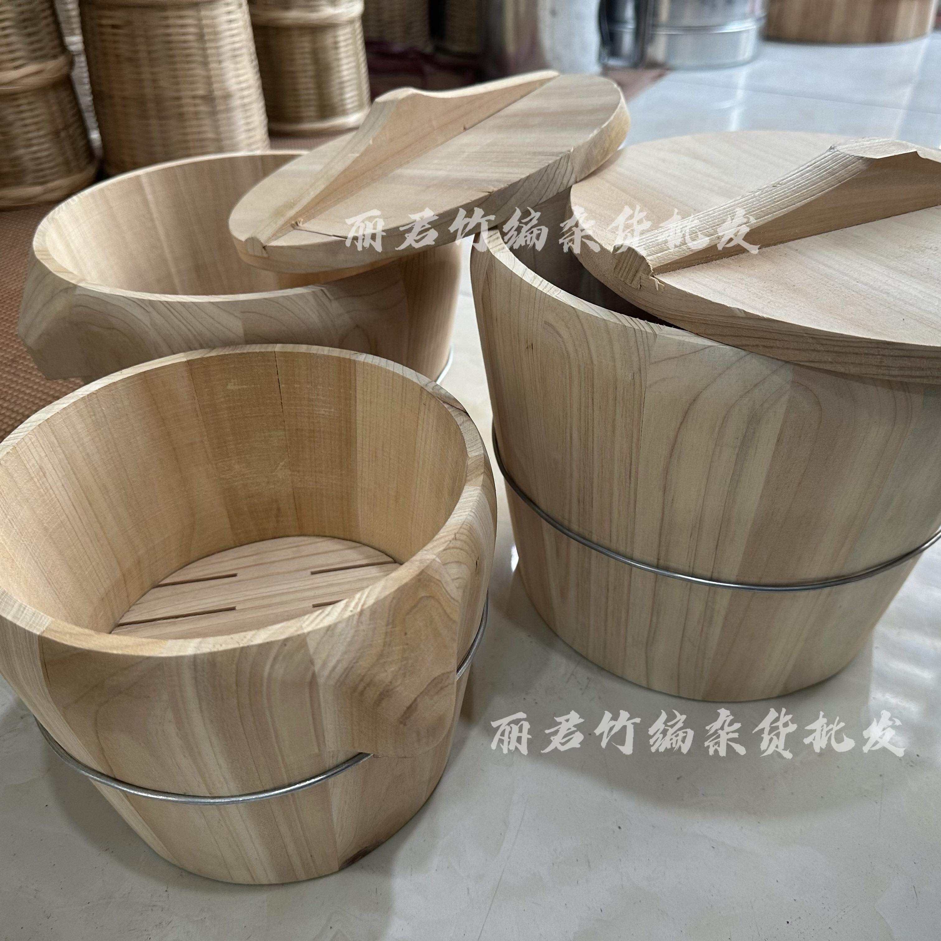 蒸饭木桶煮饭木桶饭木甑子蒸子家用大小号杉木竹底木底蒸笼商用
