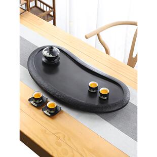 天然整体黑金石茶盘单盘石集成板岩简单家居大小客厅现代茶几