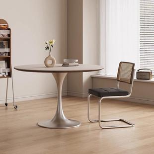 石灰华石板圆桌家庭圆桌小公寓中世纪风格 圆桌郁金香谈判桌和椅子