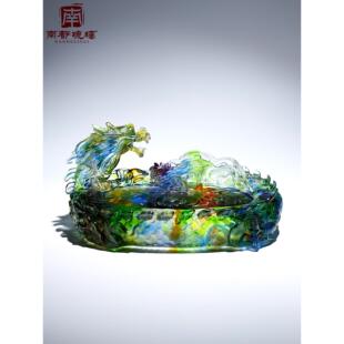 高级感琉璃烟灰缸带盖家用客厅高端大气上档次办公室创意装饰摆件