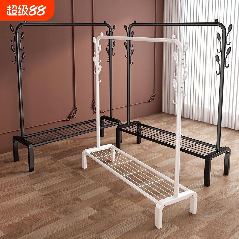 简易晾衣架落地加粗加厚可移动晾衣杆卧室阳台衣帽架宿舍挂衣架子