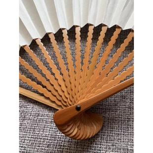 6英寸7英寸纯手工老臭竹转轮龙鳞片图案臭竹折扇古风文湾扇苏宫空