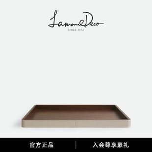LD轻奢香薰胡桃木皮质托盘客厅茶几桌面钥匙家用收纳盘摆件 纳茉