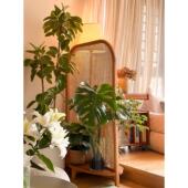 原木藤编屏风隔断软实木中式 移动客厅玄关入户正对门折叠阳台假墙