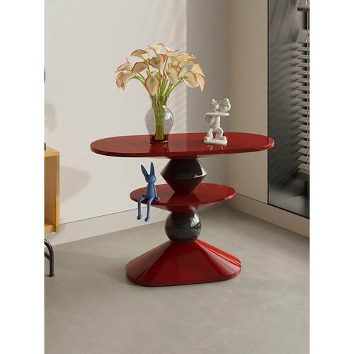 节日高边桌极简艺术沙发明亮多巴胺轻豪华现代客厅卧室设计师角桌