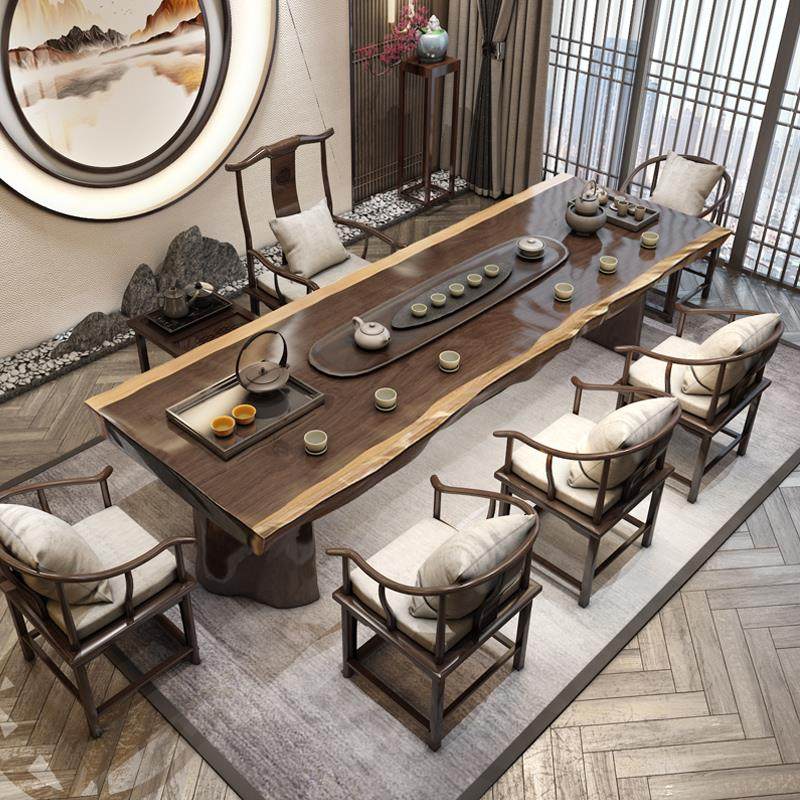 大板实木茶桌新中式2024新款高端功夫茶台办公室轻奢泡茶桌椅组合