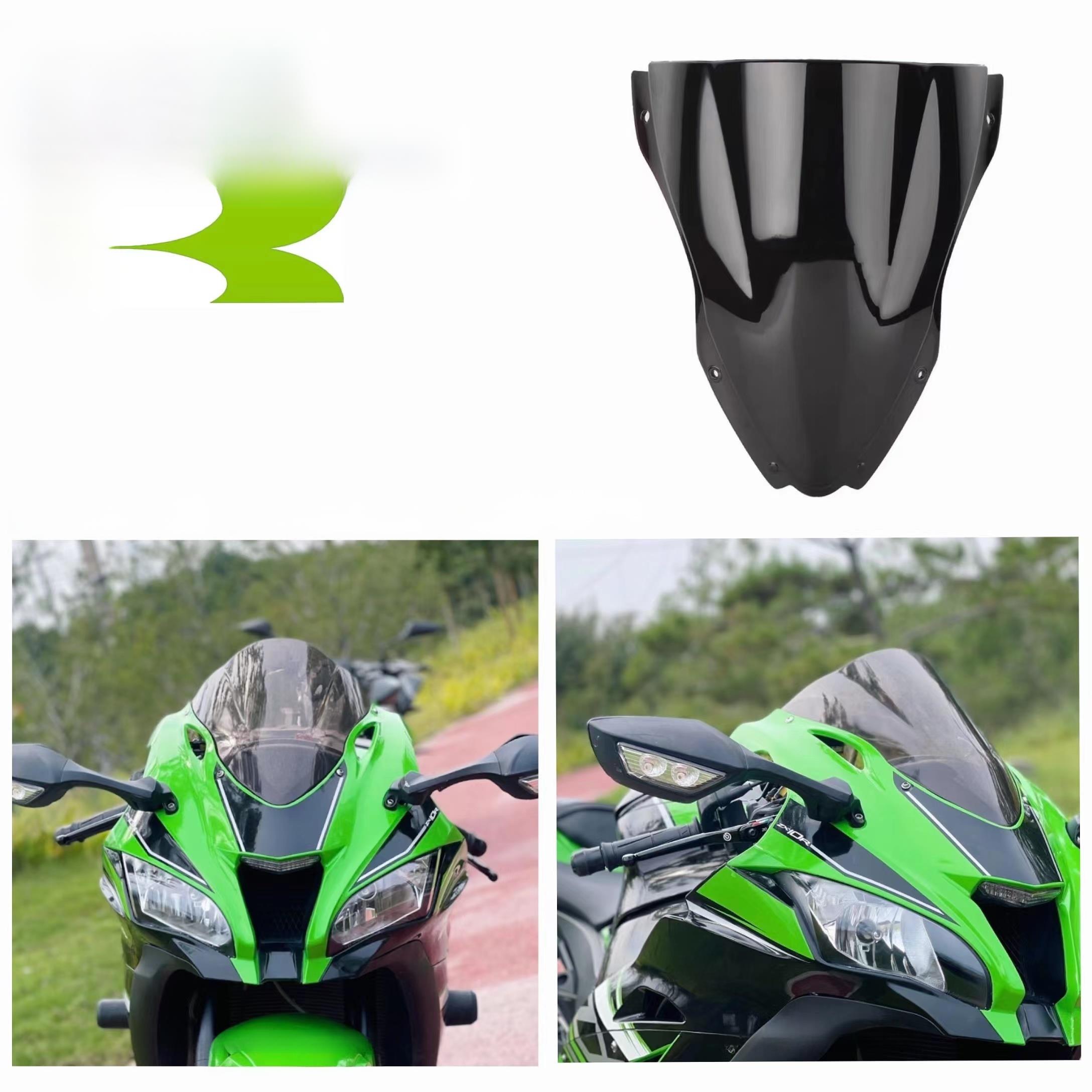 川崎大牛Zx-10R 16-19摩托车改装前挡风玻璃黑色增加挡风玻璃和挡