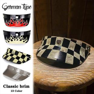 复古摩托车头盔帽檐三扣式四分之三机车头盔遮阳防晒半盔帽沿