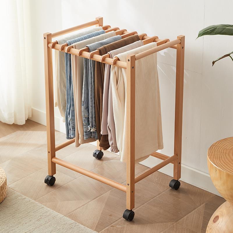 落地裤子衣架收纳层架神器实木可移动裤架无痕挂衣架裤夹整理裤挂