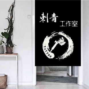 饰纹身门帘工作室遮挡隔断帘日式 创意刺青店装 挂帘半帘穿杆棉麻