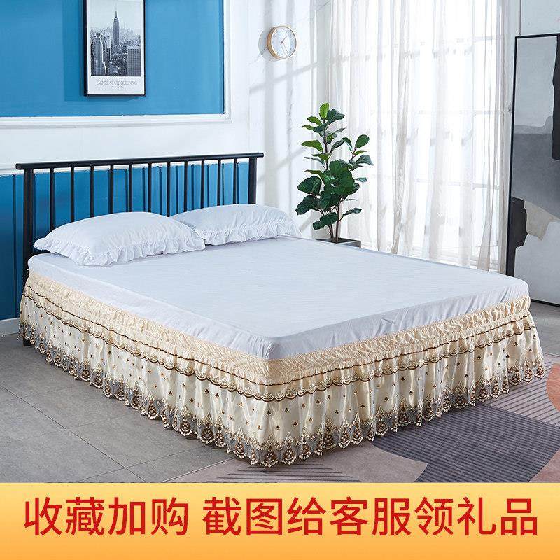 欧式花边床裙单件裙式绣花蕾丝床罩纱松紧床围裙不带床面四季百搭,床上用品,床裙,淘宝优惠券,粉丝福利购,淘宝优惠卷