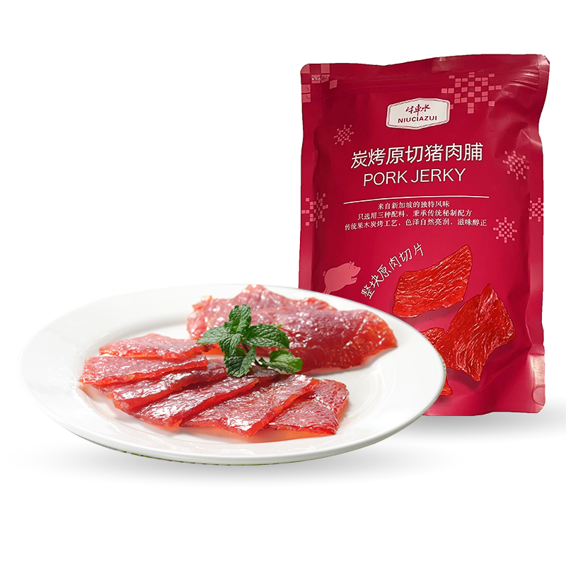 牛车水炭烤原切猪肉脯500g新加坡风味特产纯正传统炭烤猪肉干片