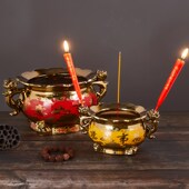 热销钛金金砂陶瓷莲花造型香炉寺庙佛堂家用烧香供奉仙佛心经香具