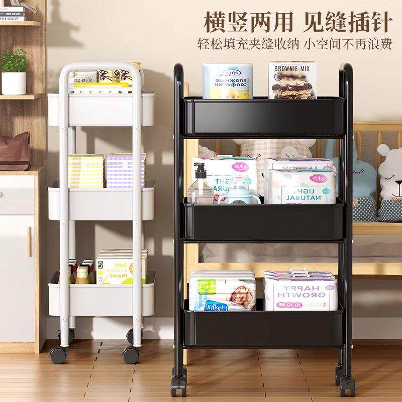热销厨房置物架落地移动多层小推车蔬菜水果收纳架子家用多功能放