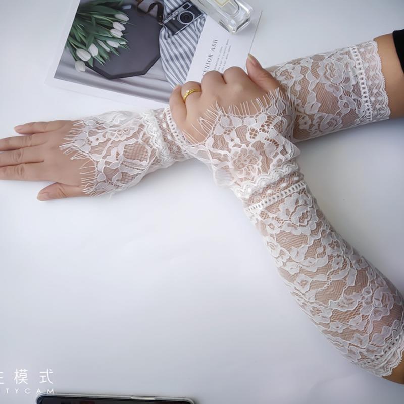 蕾丝女睫毛袖套防晒蕾丝镂空性感袖口秋冬装饰毛衣卫衣外套假袖子