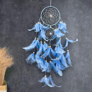 双环羽毛捕梦网房间风铃家居装饰挂饰墙面装饰挂件墙上创意挂件