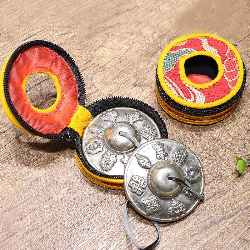 尼泊尔手工缝制引磬碰钟包装袋铜拔包装盒 叮响套 碰铃收纳套