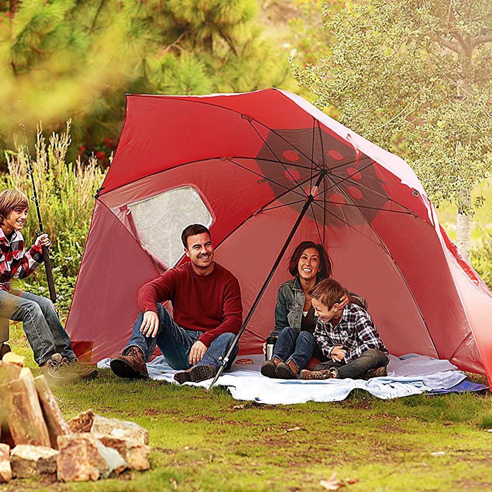 跨境亚马逊运动户外便携式多功能遮阳沙滩帐篷伞带窗口钓鱼沙滩伞