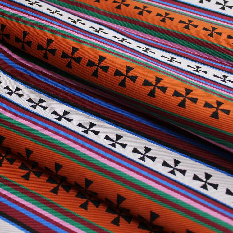 中国风影视舞台蒙古袍藏服花边面料装饰手工丝绸提花织锦缎布料