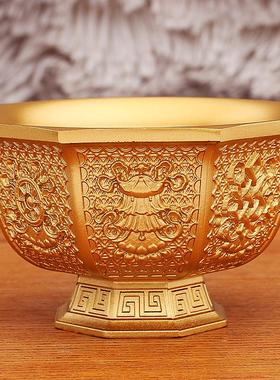 黄铜八角碗八宝碗摆件佛堂礼佛供碗铜器制品金属工艺品厂家