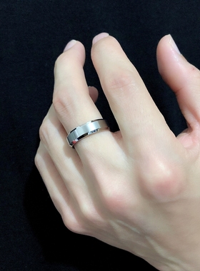 花京远男女款钛钢简约拉丝面戒指