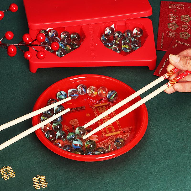 双龙戏珠接亲游戏道具喜筷夹弹珠结婚堵门整蛊伴郎婚礼创意热闹